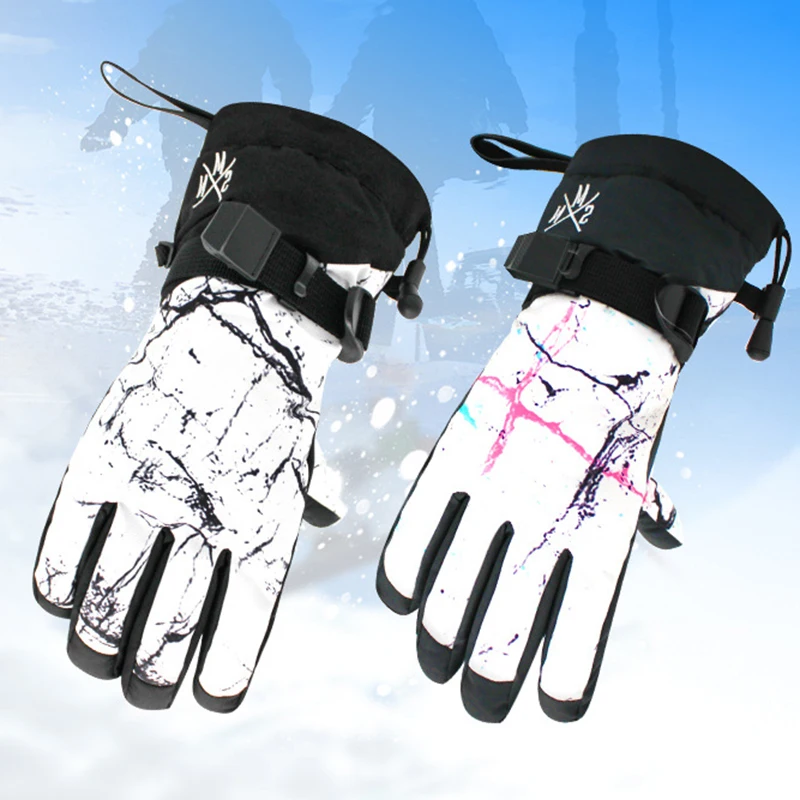 Men Women Outdoor Winter Skiing Touch Screen Gloves Waterproof Thermal Thick Snow Gloves Warm Gloves Snowmobile Warmer Mittens