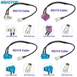 1Pcs ISO Female Jack to Twin Double Fakra B/F/Z Female Right Angle Y Splitter Cable Radio Antenna Aerial Adapter for Audi RNS-E