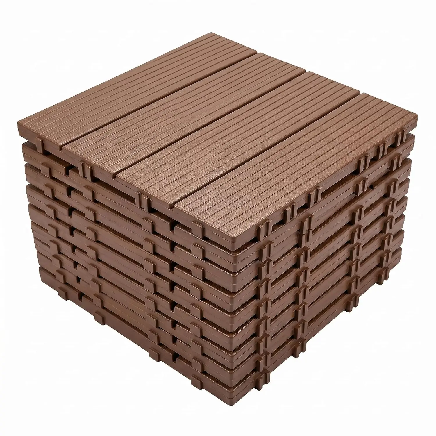 44 Pack Plastic Interlocking Deck Tiles, 12 x 12 Inch Waterproof Outdoor Floor Tiles, Non-Slip Snap Together Patio, Customized