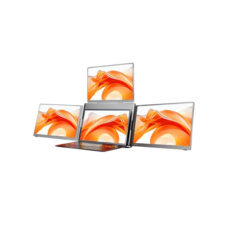 16 Inch Triple Portable Monitor for Laptop Quad Screen Extended Display for Stock Trading Office Work Multi Screen Setup
