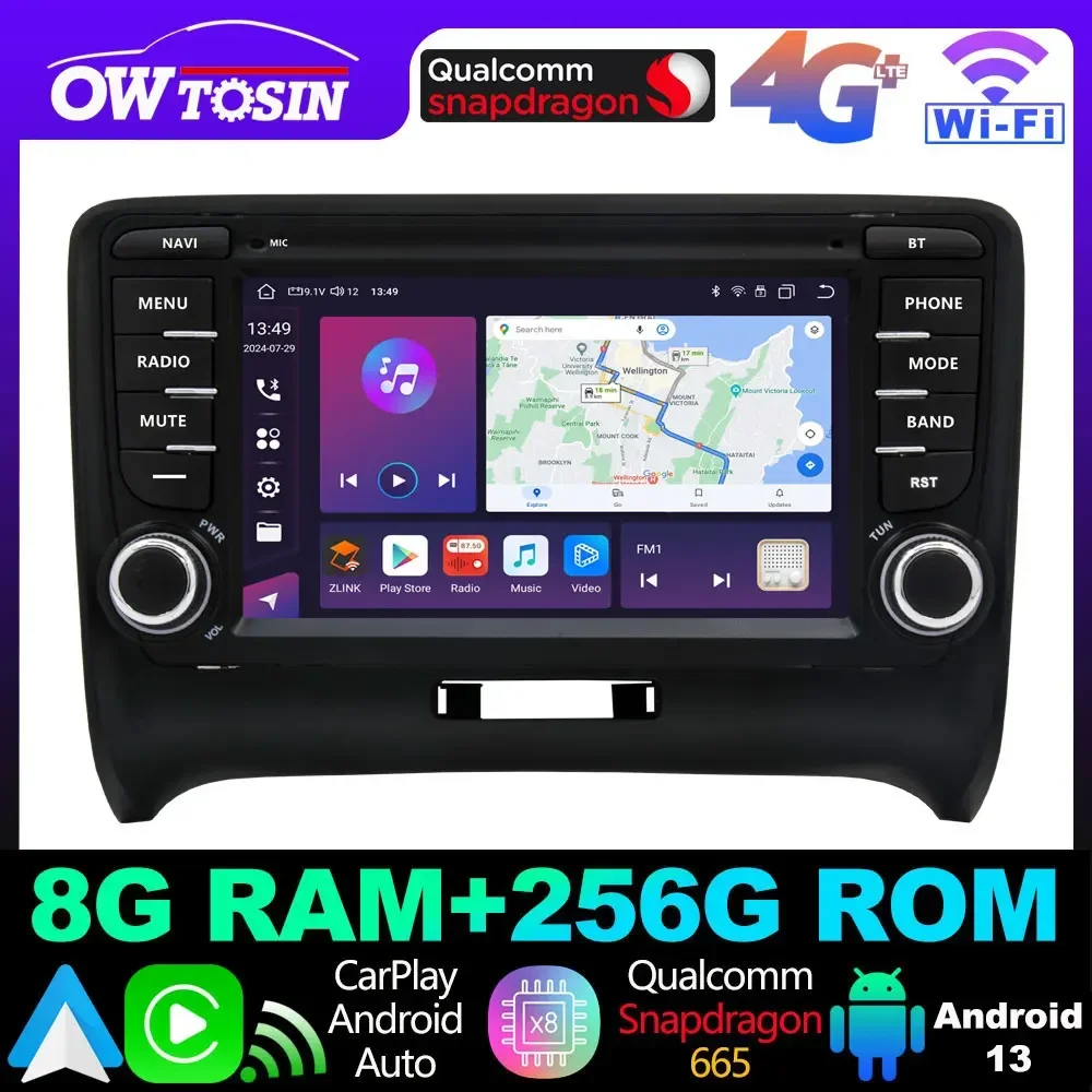 Android 13 QCM6125 8G+256G Car GPS Radio Stereo Screen For Audi TT MK2 8J 2006-2014 Carplay Bluetooth Auto Audio DSP Head Unit