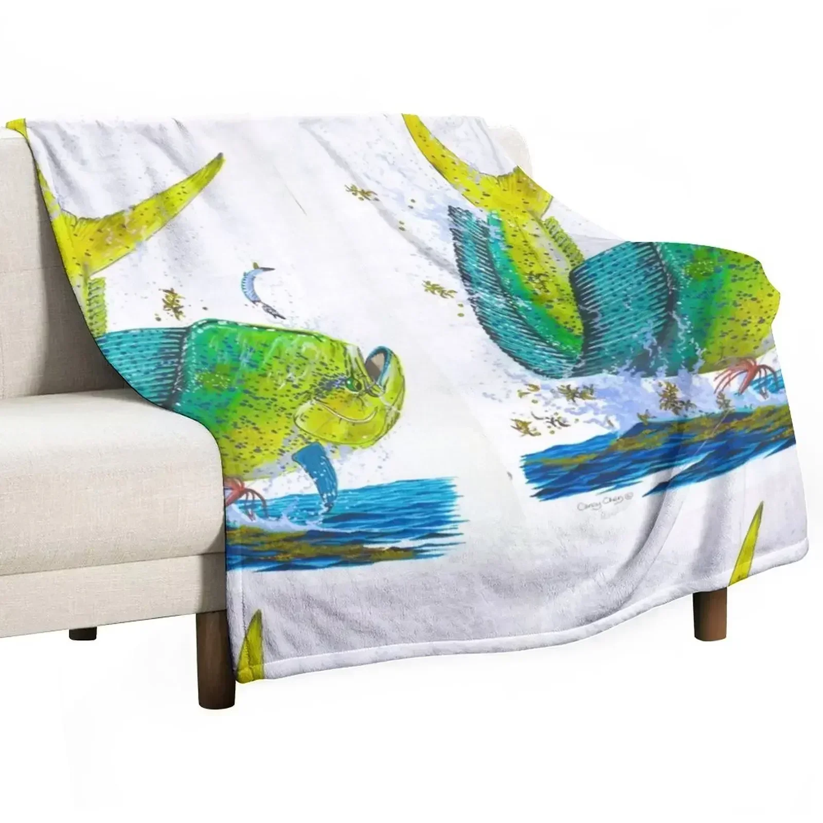 Mahi leaping Throw Blanket Decorative Throw Luxury Flannels Blankets