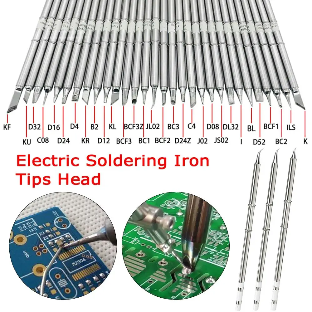 Electric Soldering Iron Tips Head T12-K KF J02 JL02 I ILS BC1 BCF1 B D4 D16 C1 Soldering Station for Fx951 Rework Welding Bench