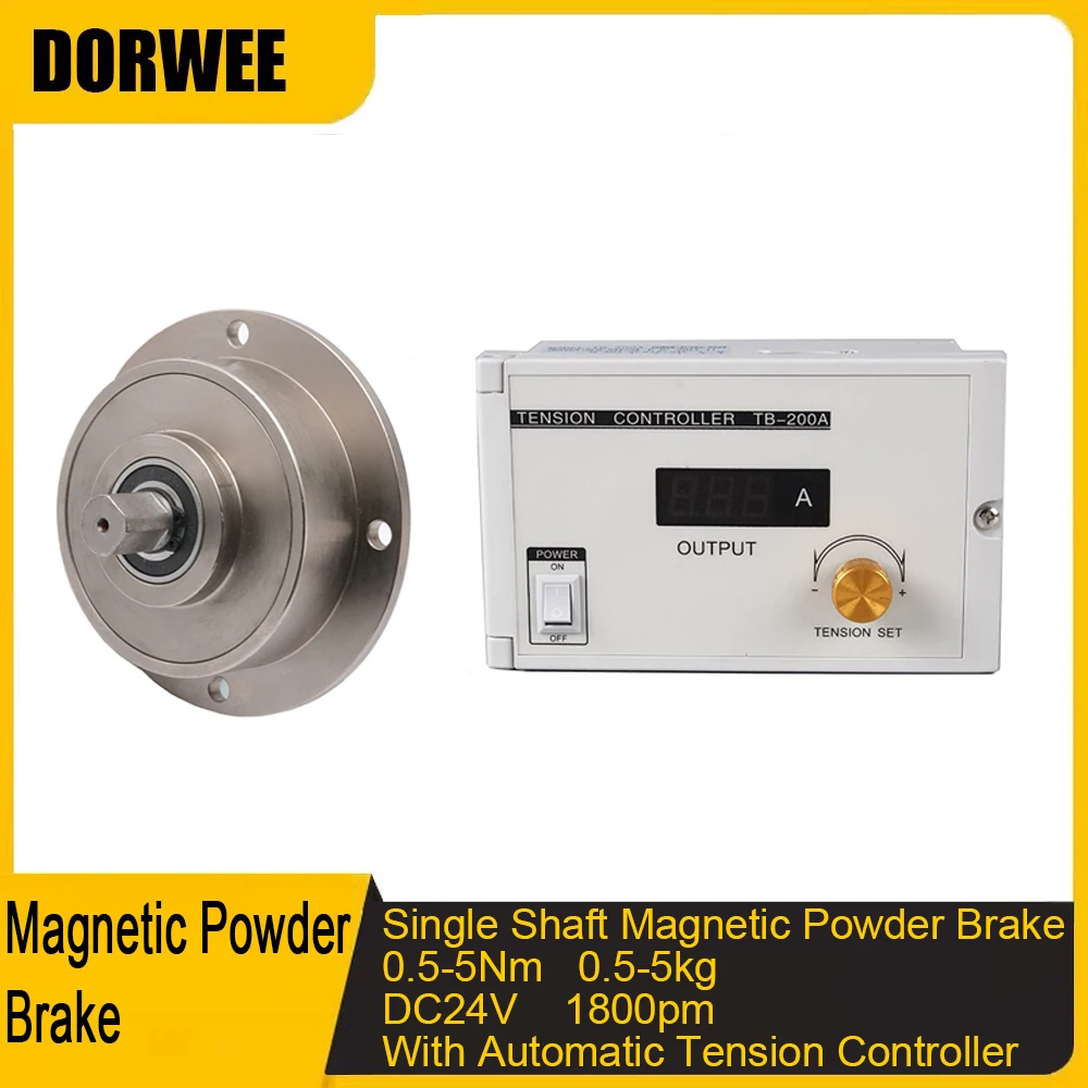 Small Single shaft Magnetic Powder Brake 0.5/1/2/5 Nm 24v DC Manual Tension Controller Kit for Printing machine,Textile machine