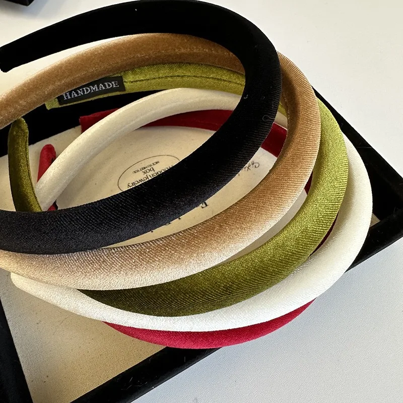 Korean Style High Sense Autumn Winter Narrow Version Gentle Texture Velvet Fine Solid Color Headband Hair hoop Hair Accessories