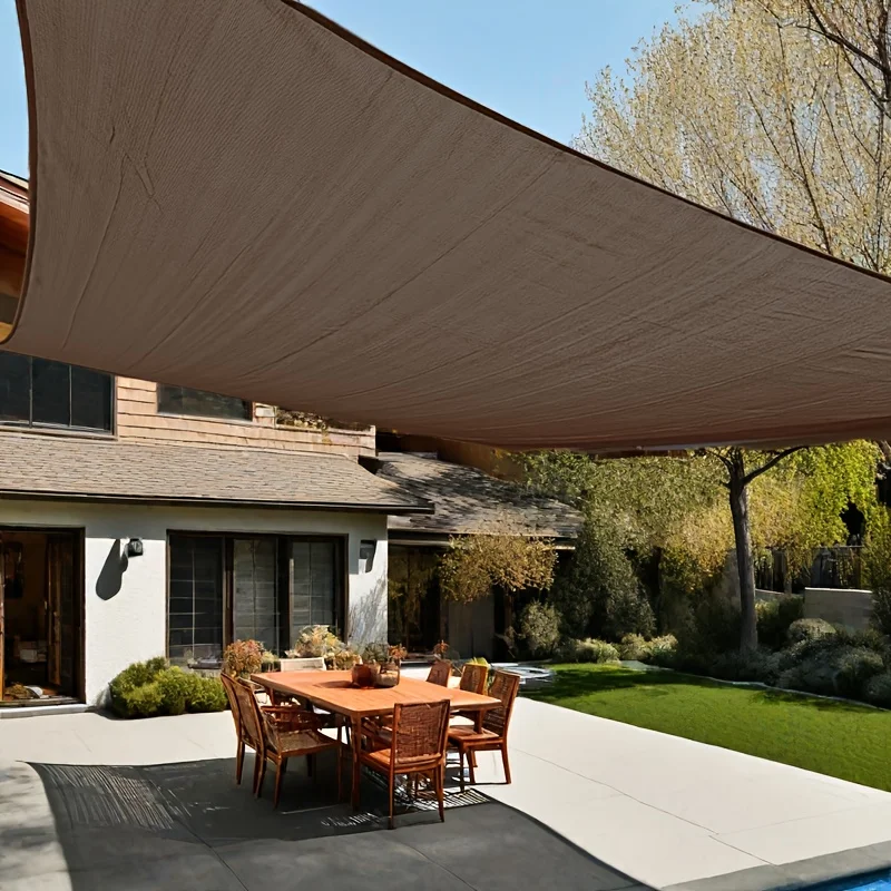 8X10Ft Rectangle Sun Shade Sail, Outdoor Patio Sunshade Shade Sails UV Block Sun Cover for Backyard, Garden, Porch, Sand, Brown
