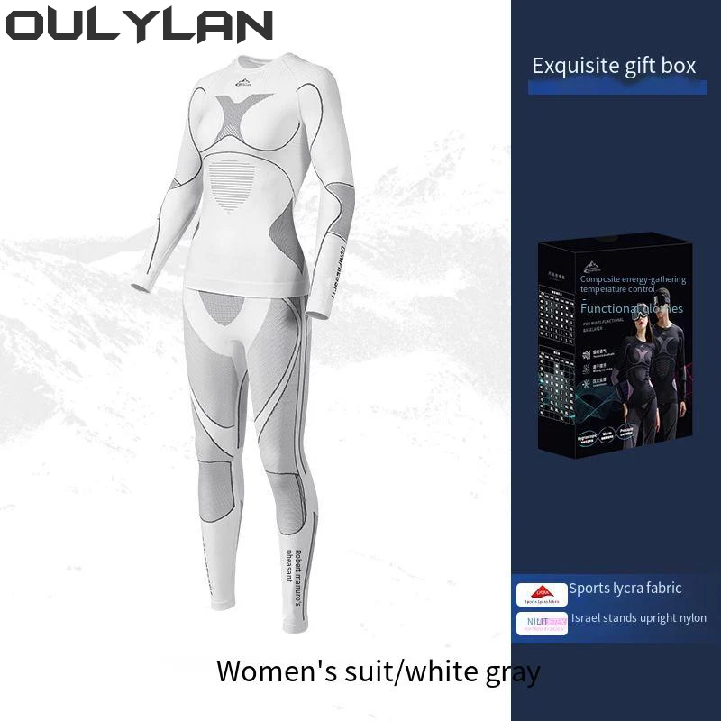 Oulylan Men Women Ski Thermal Underwear Sets Sports Quick Dry Tracksuit Fitness Workout Exercise Tight Shirts Jackets Sport Suit