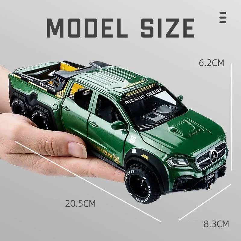 Modelo de camioneta todoterreno Mercedes Benz x-class Exy 6X6, coche de juguete de aleación fundido a presión, vehículo de juguete para regalo, 1:28