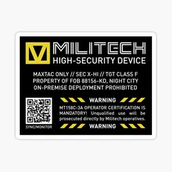 Militech High Security Device 5PCS Stickers for Cute Background Car Luggage Print Cartoon Art Window Room Decor Wall Anime