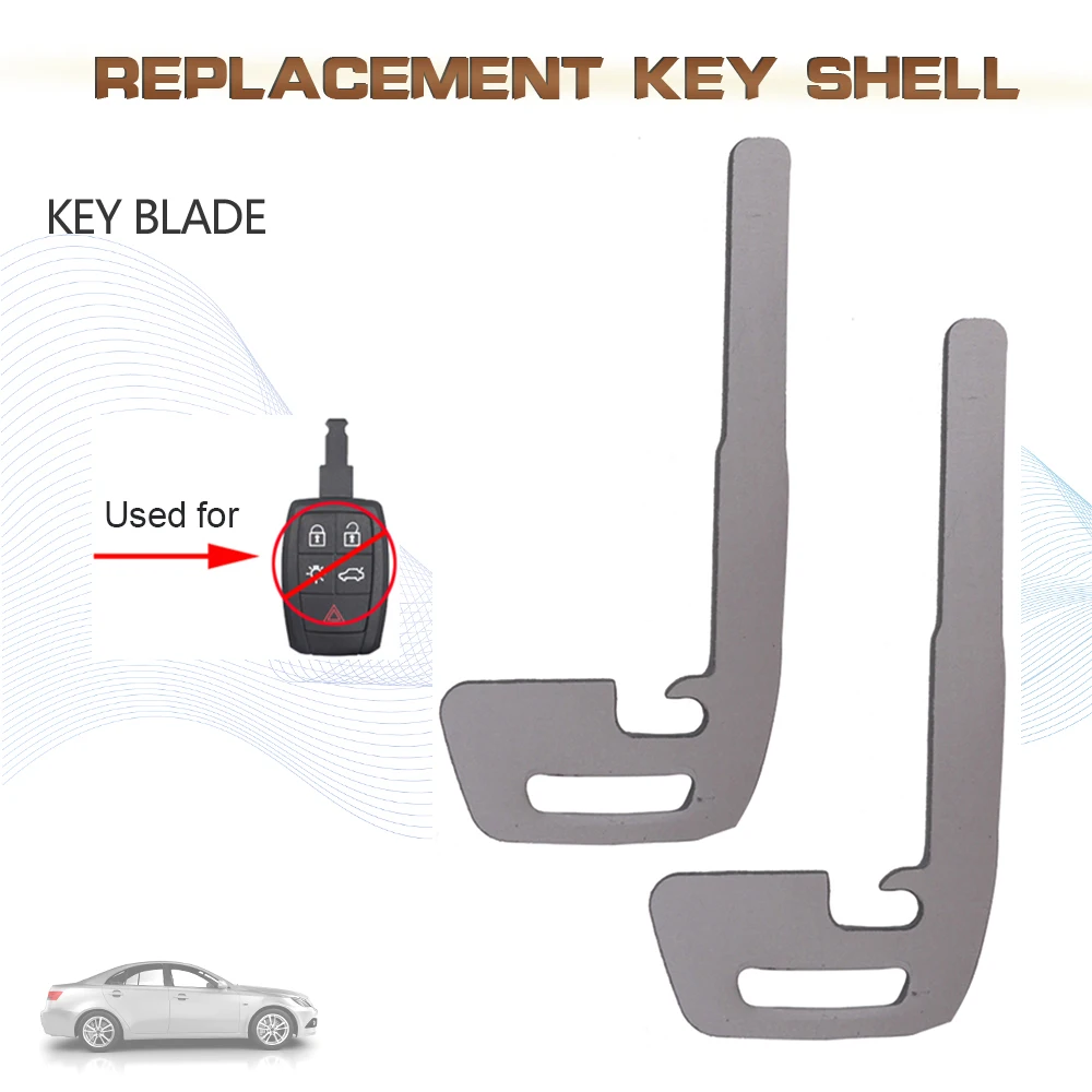 KEYECU 1/2PCS Uncut Insert Emergency Key Blade Fob for 2008 2009 2010 2011 Volvo C30 C70 S40 V50 FCC:KR55WK49259