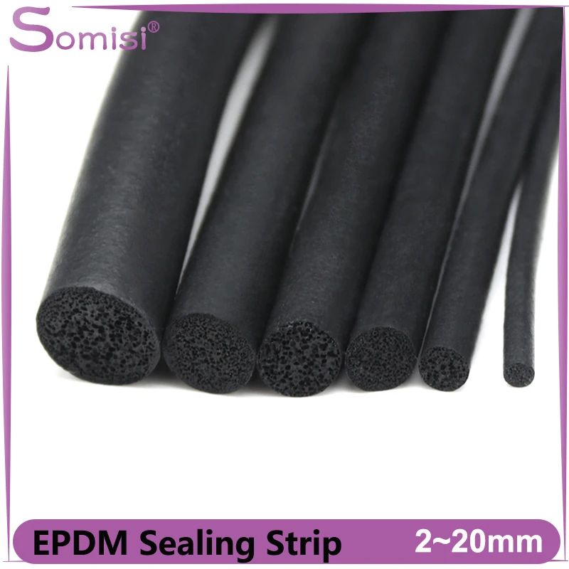 

2/5m EPDM Sealling Strip 3/4/5/6/7/8/9/10/12/14/16/18/20mm Sound Proof Dustproof Foamed Rubber O Type Round Seal Strips