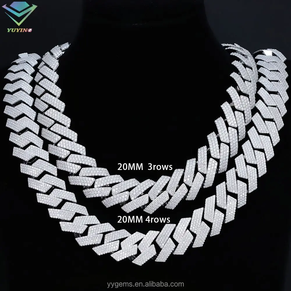 

Popular heavy Cuban Link Chain 20mm Width S925 Silver Chain Hip Hop Necklace VVS Moissanite Cuban Chain Necklace