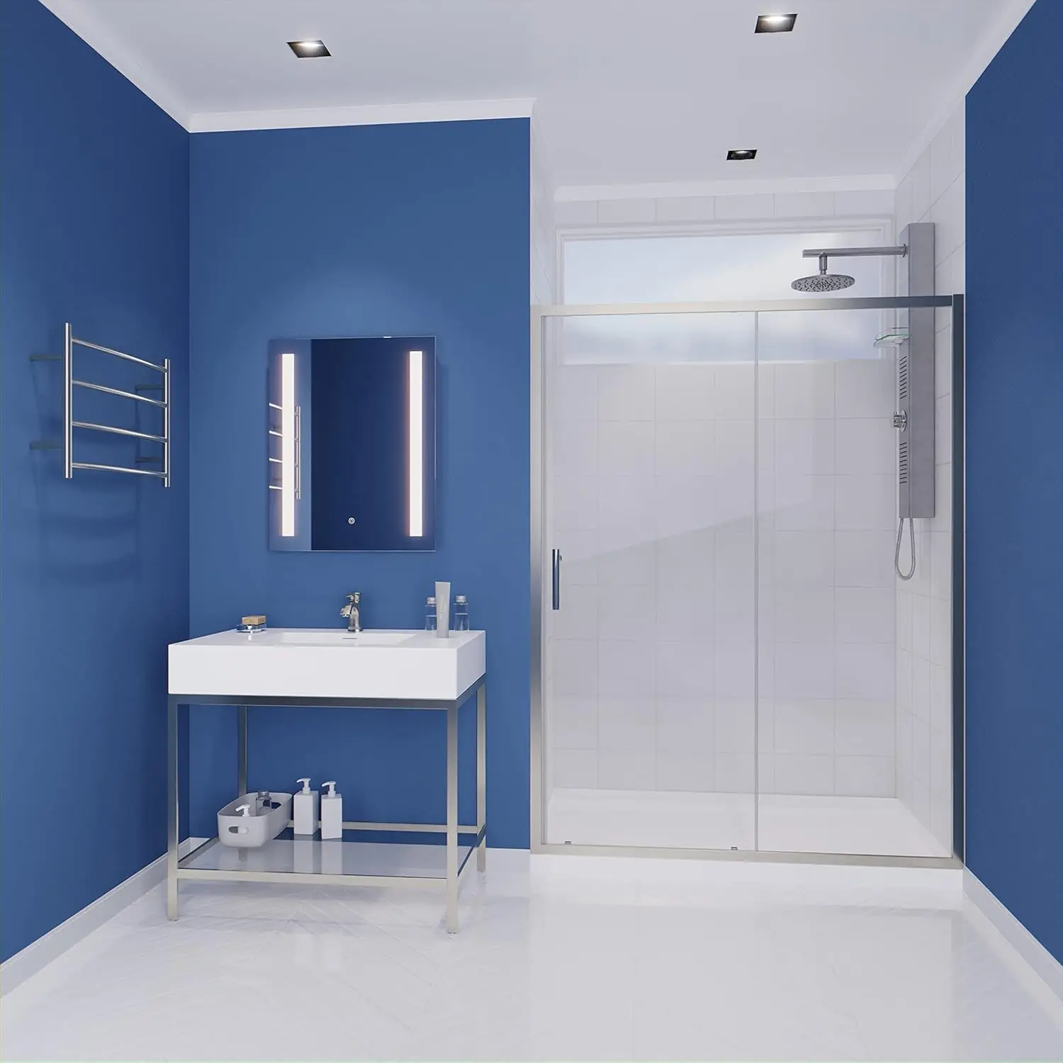 72 x 60 inch Framed Shower Door in Brushed Nickel Halberd Water Repellent Glass Shower Door with Seal Strip Parts Easy Glide