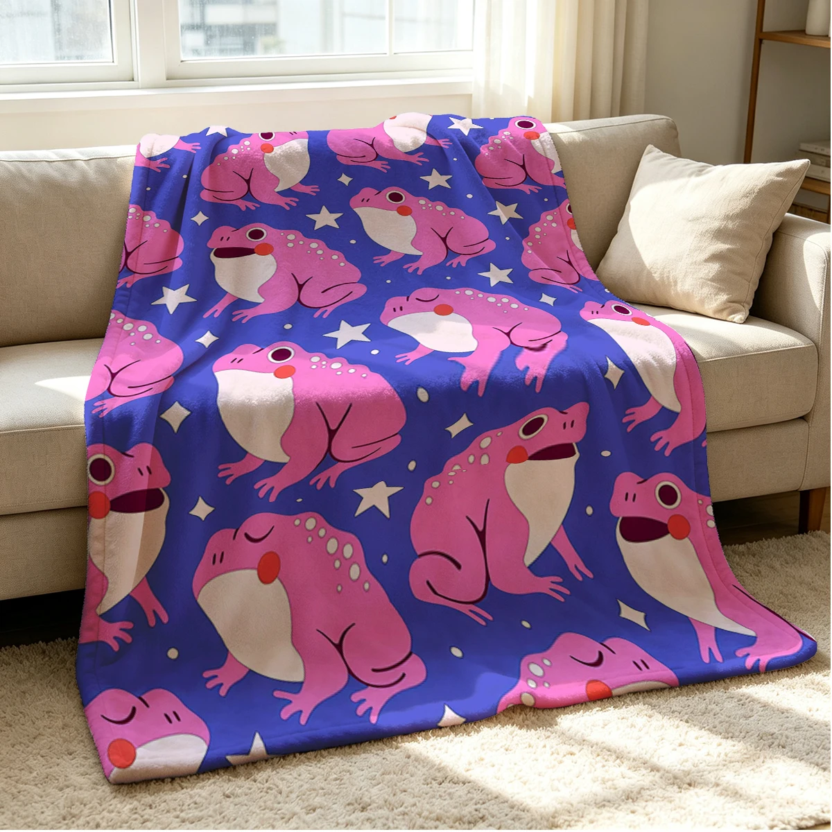 Frog Spark Flannel Blanket Warm Soft Halloween Christmas Couch Warm Cozy Decorative Decor Gift for All Season