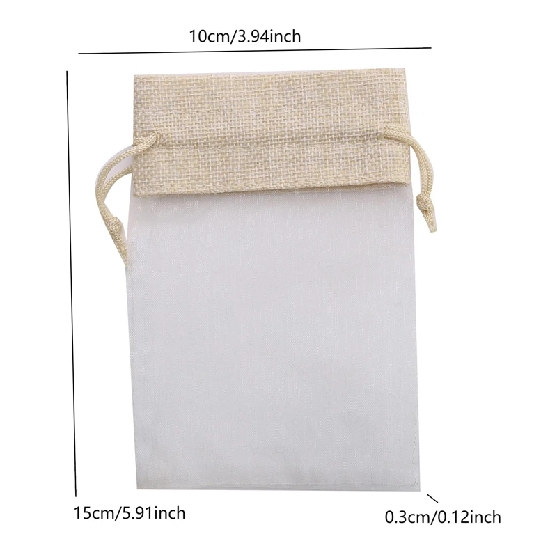 30pcs/pack Organza Linen Pocket Bag Holiday Gift Candy Storage Bags Sackcloth Linen Organza Drawstring Packing Splicing Pouches