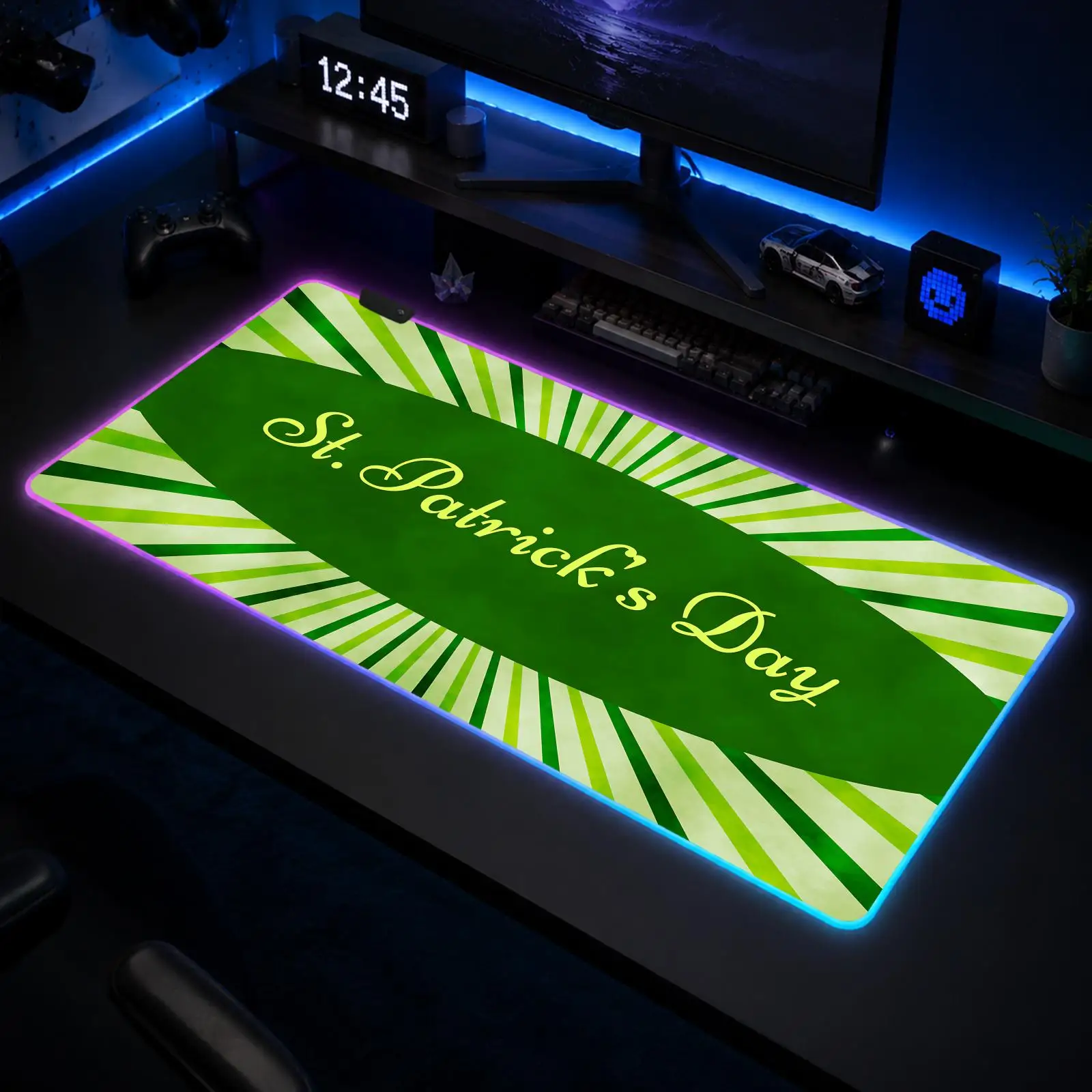 

St Patrick's Day Mouse Pad Gaming Anime Mouse Pad XXL RGB Desk Mats LED Table Pads Backlit Rubber Desktop