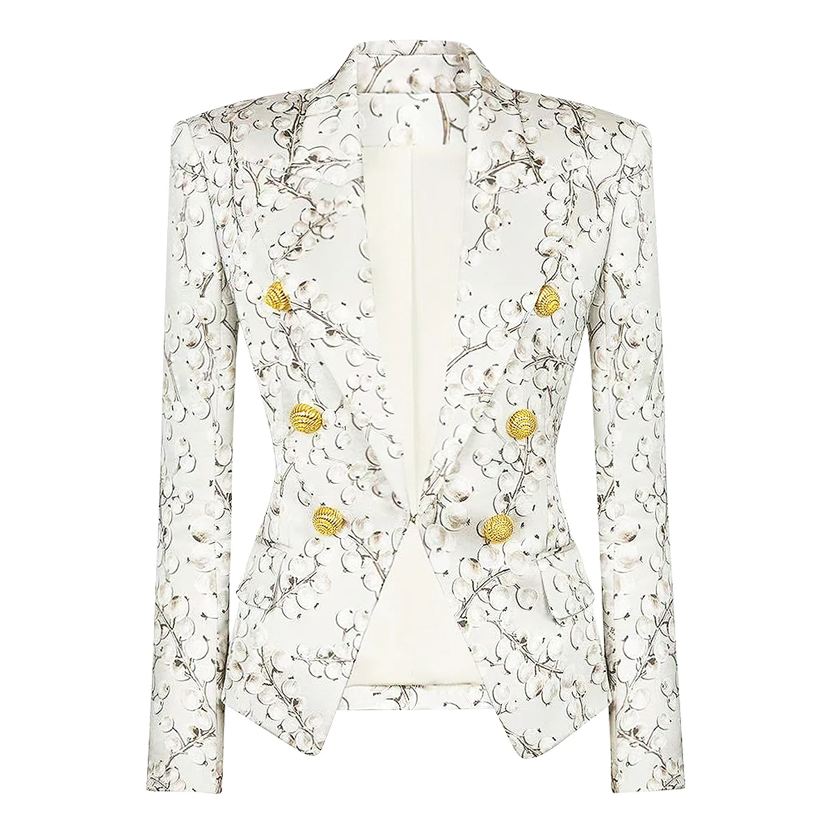 Moda primavera outono impresso manga longa fino ajuste jaqueta blazer feminino para escritório e uso casual