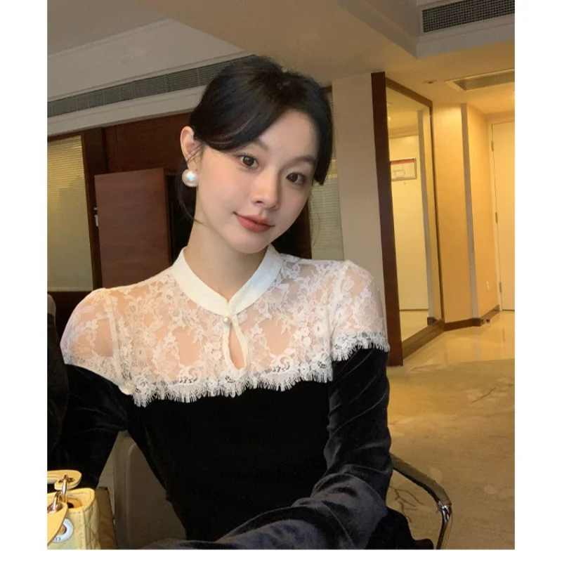 

Французское аристократическое очаровательное утягивающее банкетное вечернее бархатное платье для женщин, модное винтажное элегантное высококачественное женское длинное платье