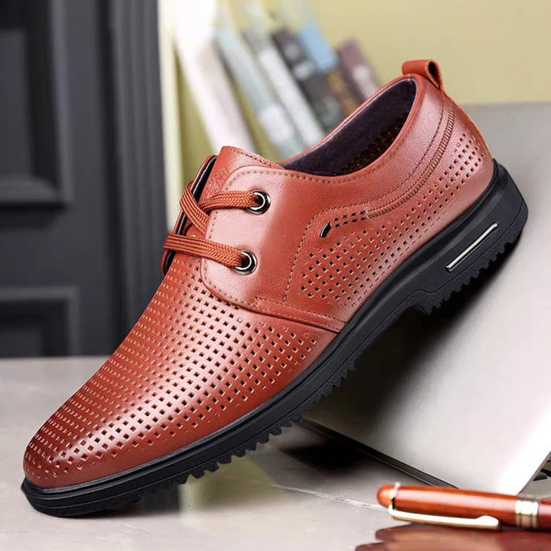 

Nice Pop Men Shoes Breathable Business Shoes British Style Retro Casual Comfortable Men Shoes Trendy Round Toe Shoes Men