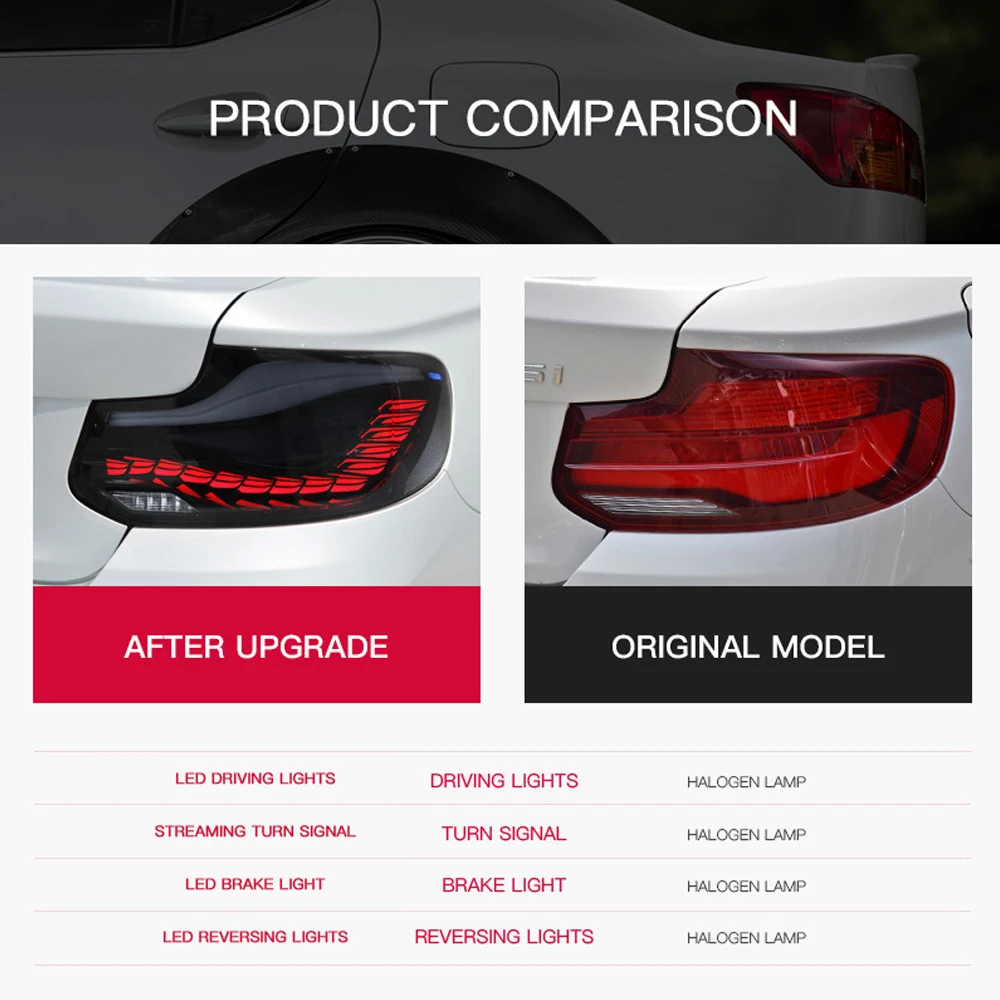 LED Tail Lamp For BMW 2 Series F22 F23 F87 M2 2014-2022 GTS OLED Tail Lamp Sequential Turn Signal Animation Parking