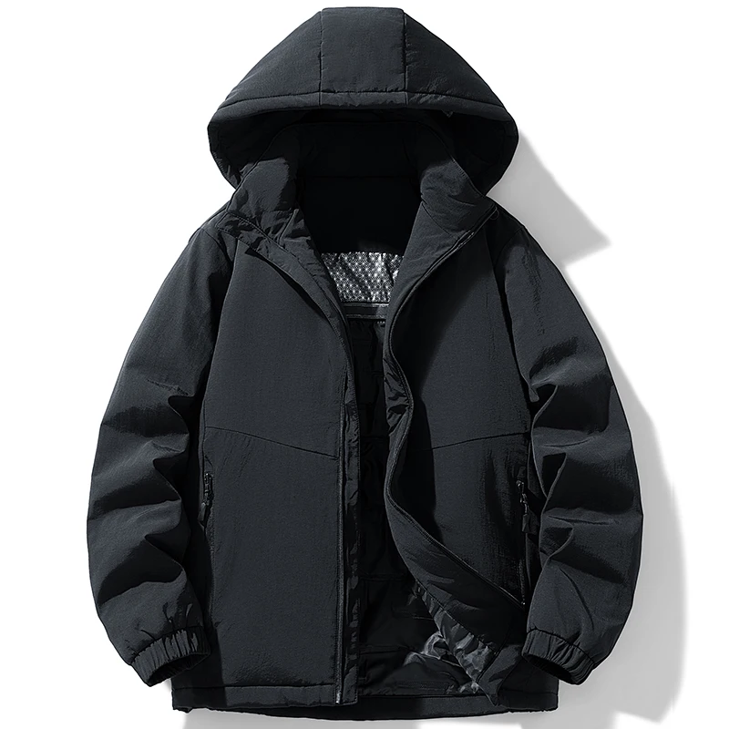 

Autumn Winter Hooded Parkas for Men Outdoor Thickened Warm Male Overcoats High Quality Casual Fashion Cotton Jackets Windproof