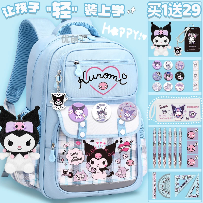 Mochila escolar infantil Kulomi, novo modelo de 2025 para meninas, mochila de estudante Sanrio, 3 a 6 anos, mochila grande de volta às aulas