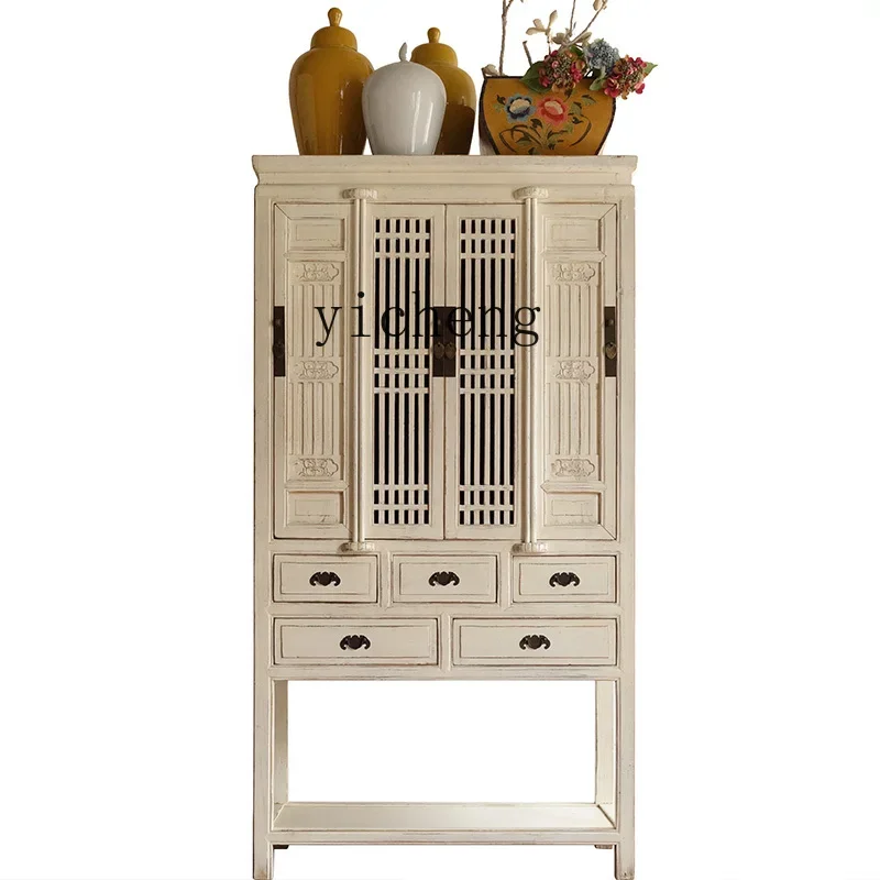 solid wood dining side cabinet new Chinese tea cupboard against the wall