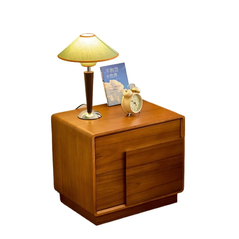

Прикроватная тумбочка из тика для дома и спальни, из массива дерева, для небольшой квартиры, с полкой, современная, простая, для хранения вещей