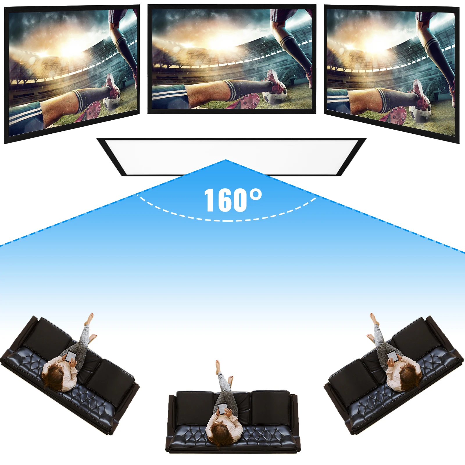 VEVOR Projector Screen 100 inch Aluminum Fixed Frame 16:9 4K HD Home Cinema Theater Wall Mountable Moive Screen for Office Home