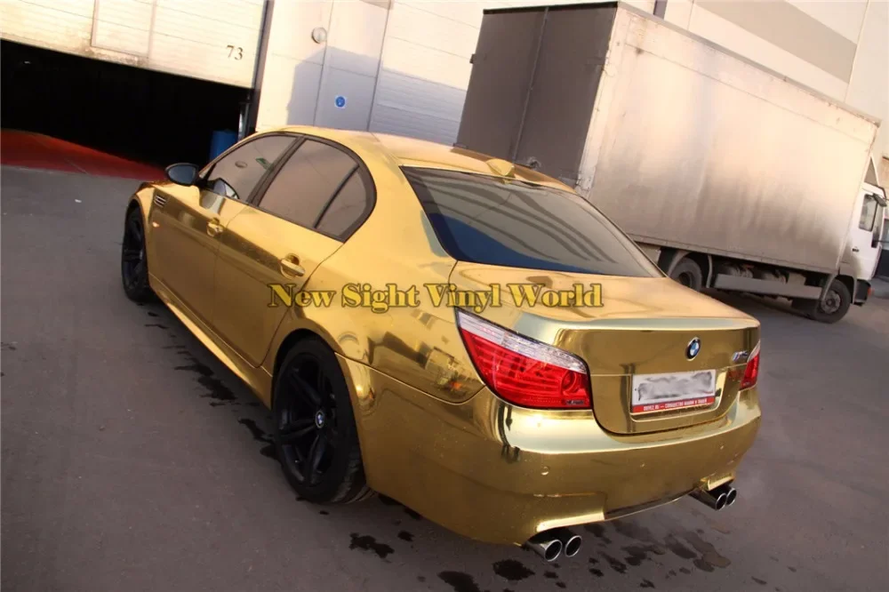 Best Quality Flexible Chrome Gold Vinyl Film Car Wrap Gold Chrome Vinyl Wrap Bubble Free