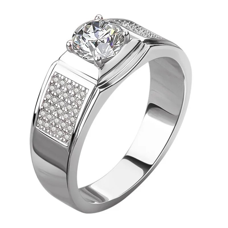 Anel masculino moissanite s925 prata esterlina conjunto d cor 1 quilate moissanite estrela anel moda jóias