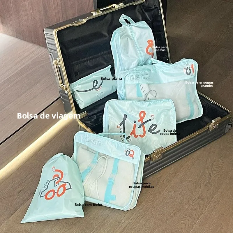 旅行用収納バッグセット-大容量-衣類下着オーガナイザーバッグ-出張や外出用-6点セット-フレッシュスタイル