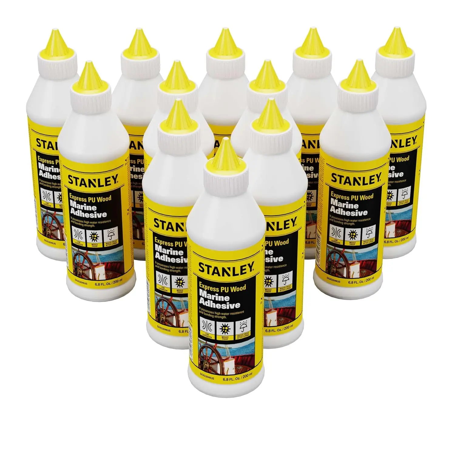 Ine dereceli poliüretan tutkal-12X6.8 Fl. Oz. -Kayıkçılar için üstün suya dayanıklı ve yüksek mukavemetli yapıştırıcı-12 paket