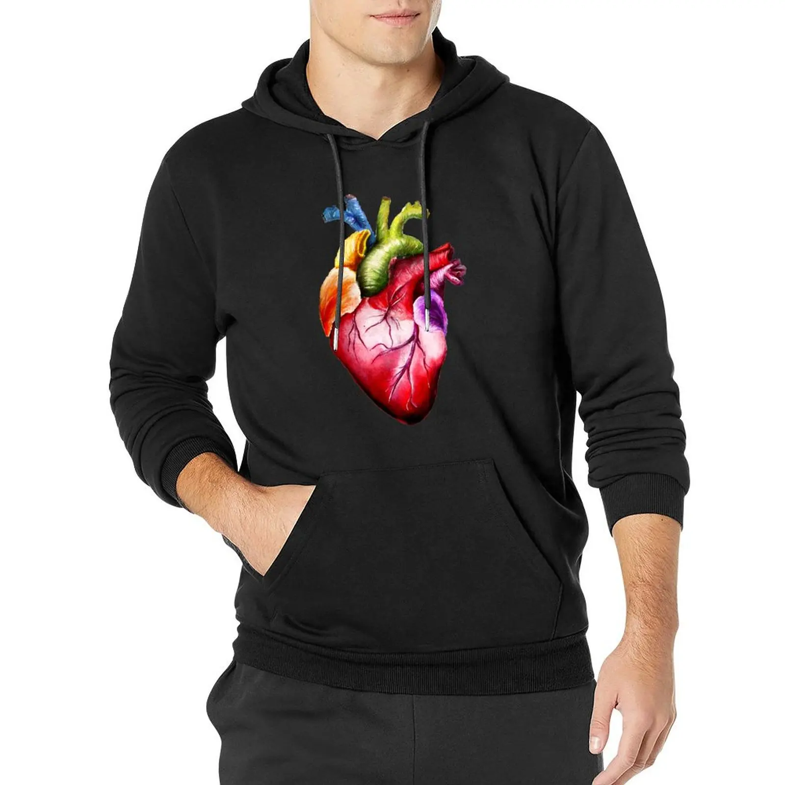 Rainbow Heart Pullover Hoodie men clothes hoodie oversize