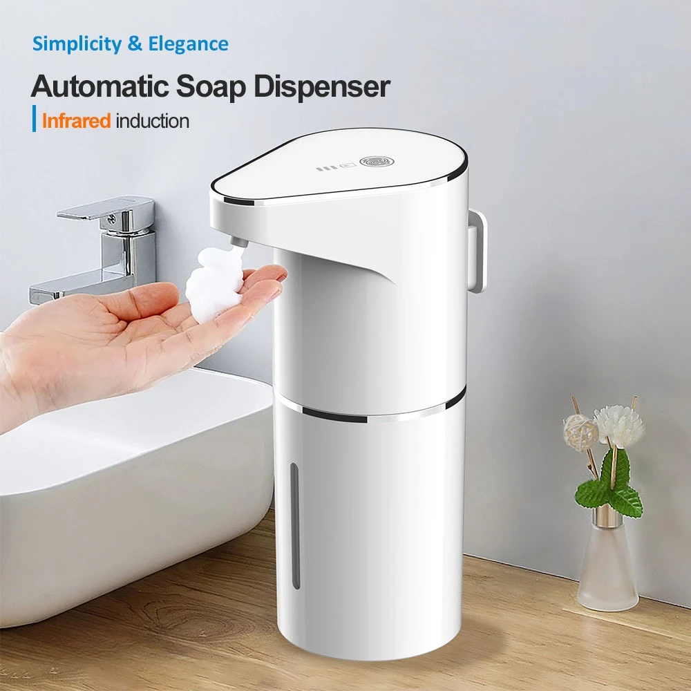 Automatic Foam Hand Soap Dispenser 12OZ Refillable Smart Touchless Rechargeable Kitchen Hotel Bathroom Wall Mounted Dispenser
