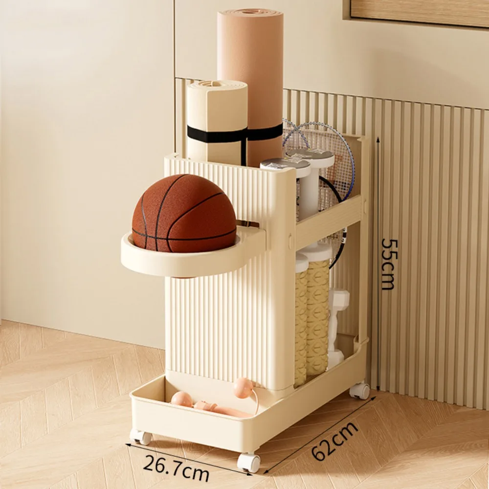 

Multifunctional Gym Equipment Holder with Wheels Durable Sports Equipment Storage Rack Stable Sports Tools Organizer