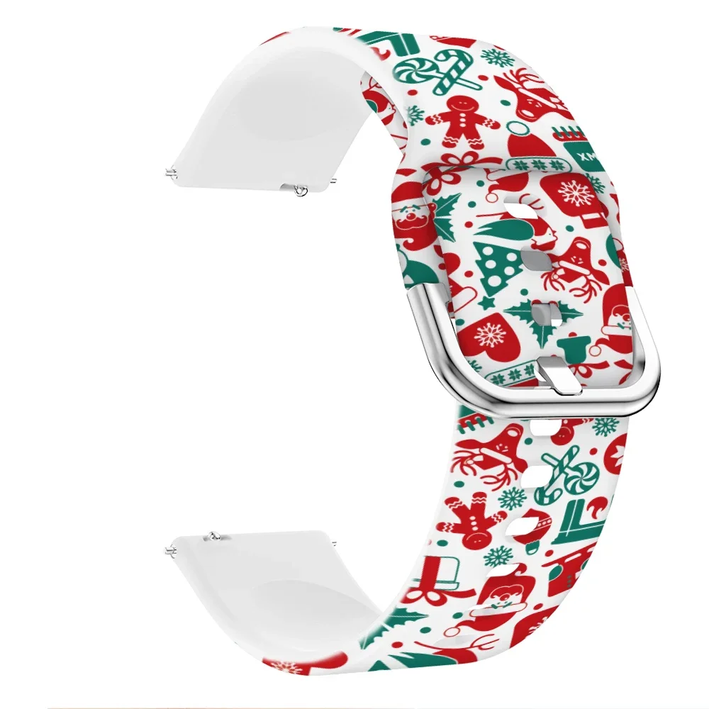 삼성 갤럭시 Watch7/6/5 화웨이 시계 GT5/4 프로 Amazfit GTR/GTS 교체 팔찌에 대한 크리스마스 인쇄 실리콘 소프트 스트랩