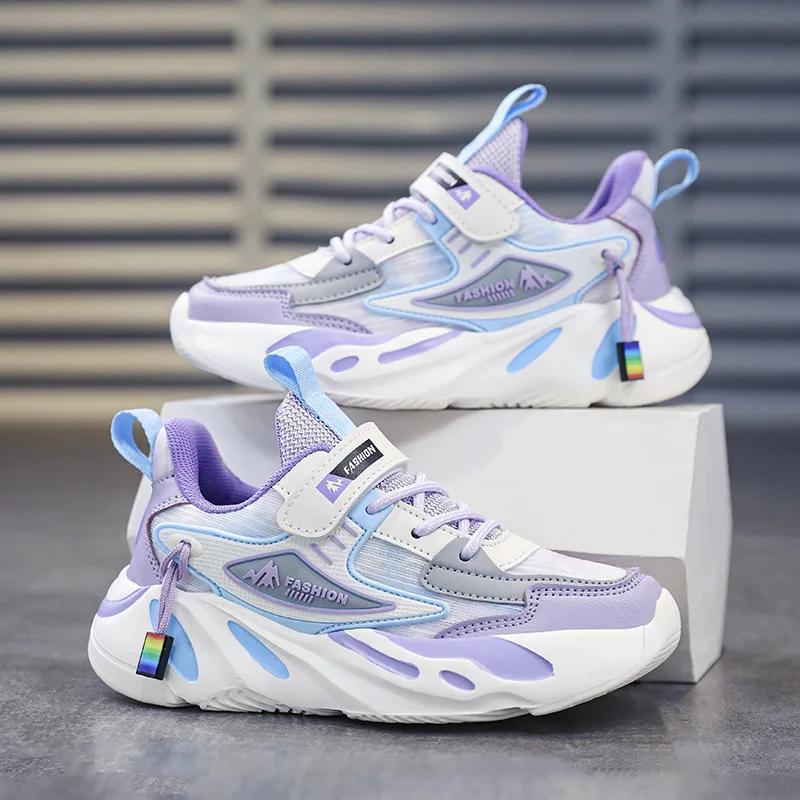 

Girls Shoes 2023 Summer Hollow Out Mesh Leather Sneakers Kids Sports Shoes Fashion Flat Running Shoes Boys Children Casual Shoes