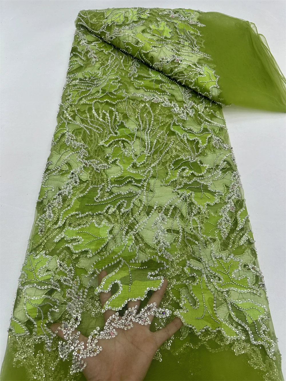 Tela de encaje de tul con lentejuelas africanas para mujer, tela de red francesa de alta calidad, nigeriana, Material de costura para vestido de novia, 2024