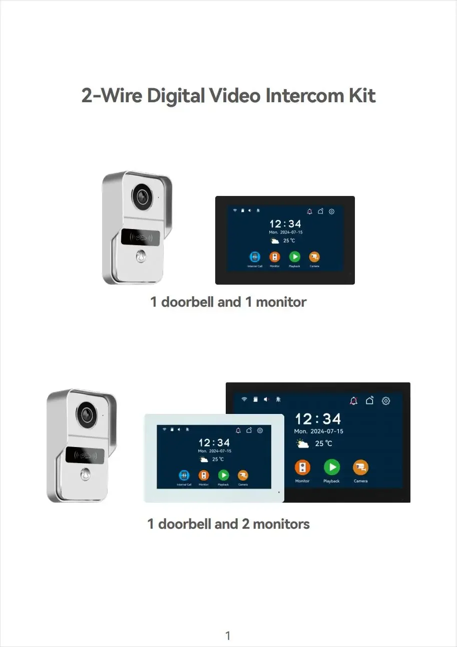 Anjielo Tuya Wifi inteligente sistema de timbre de vídeo de intercomunicación de dos líneas, pantalla táctil 7/10 para timbre de casa, compatible con cámara IP