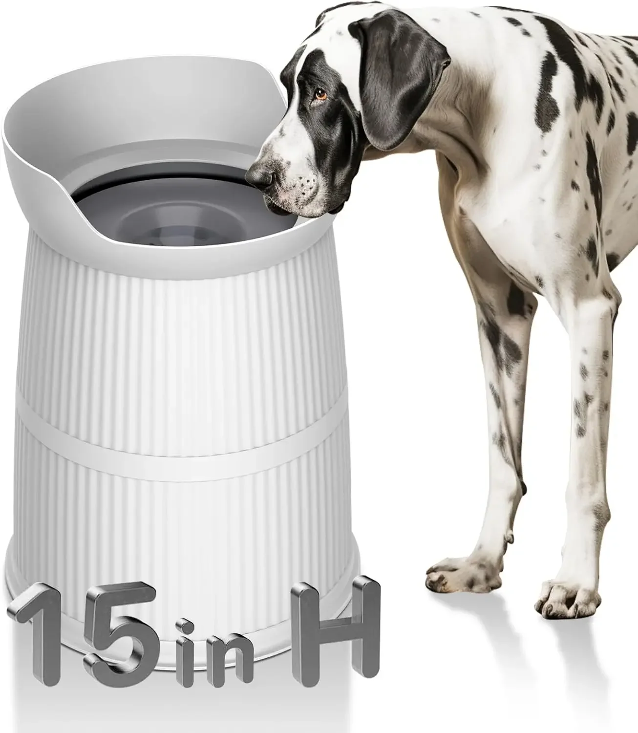 Bowls Large Sized,15.4in High Raised Stand,4.4L No Spill Dog Water Bowl,Stainless Steel Bowl,Adjustable,Non-tip,Non