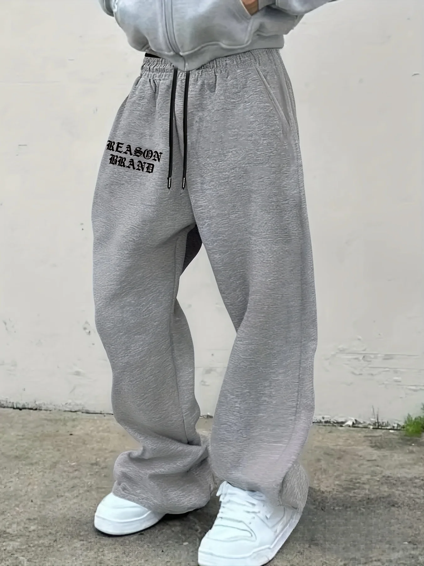 

Men'S Casual Sports Long Pants with Letter Pattern Print Sweatpants, Featuring a Drawstring And Loose Wide-Leg Design, Suitable