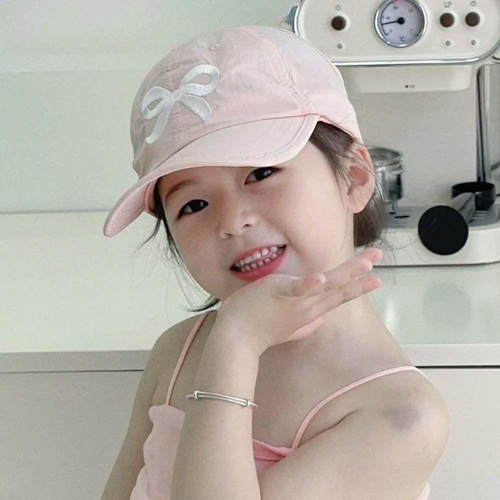 Korean Style Half Empty Top Hat Bow Shading Hat Summer Kid Sunhat Anti-UV Sun Hat No Top Beach Hat Children's Visor Hat Kid