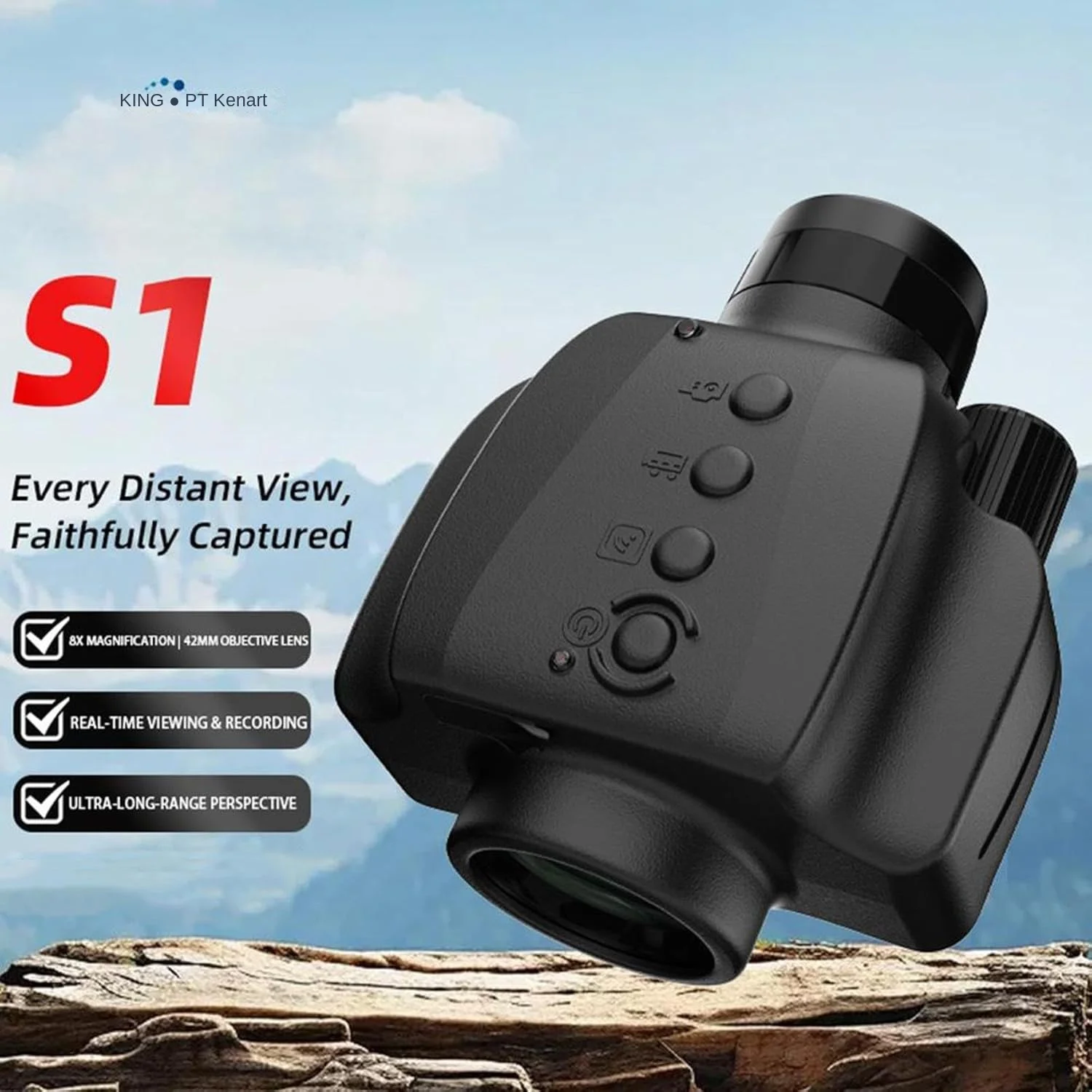 كاميرا مدمجة أحادية العين رقمية مقاومة للماء مقاس 8 × 42 منشور Bak4 لمشاهدة الطيور والمشي لمسافات طويلة والسفر ومشاهدة الطيور السوداء والمشي لمسافات طويلة