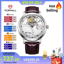 TOPHILL Tourbillon Watch for Men Automatic Movement SL5522B 43.7mm Fire Texture Dial Luxury 5Bar Waterproof Sapphire TU009G