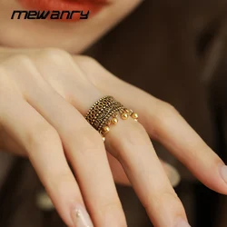 Mewanry Gold Color Ball Tassel Hollow Rings For Women Girls Trendy Creative Design Ethnic Vintage Daily Birthday Jewelry Gifts
