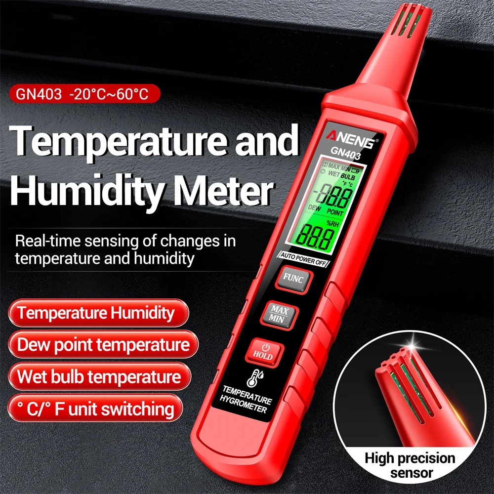 

GN403 Smart Temperature Humidity Tester High Precision Digital Hygrometer with Ambient Dew Point Humidity Meter Tools