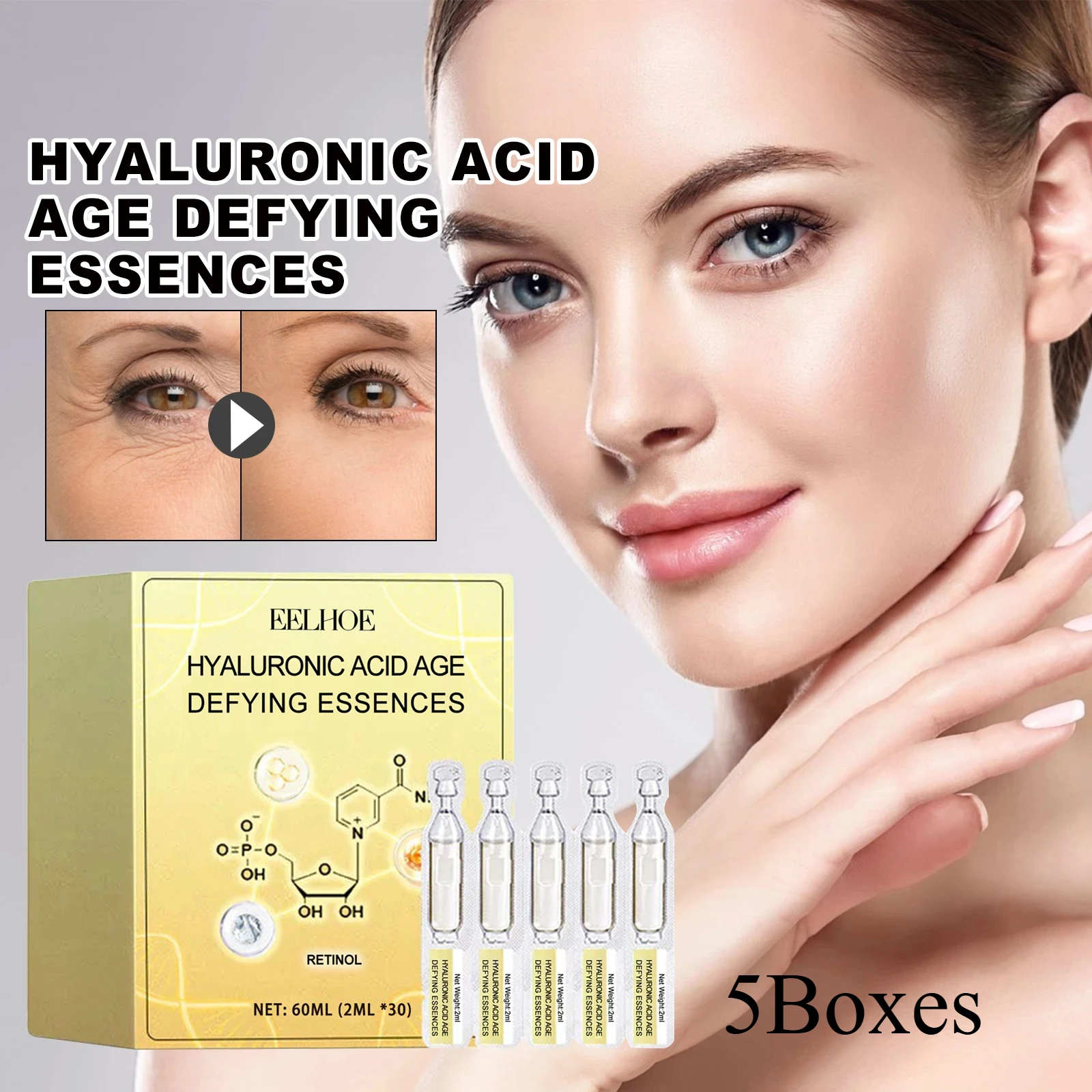 5Boxes Hyaluronic Acid Firming Essence Diminish Spots Reduce Wrinkles Improve Dry Skin Brighten Skin Tone Facial Care Products