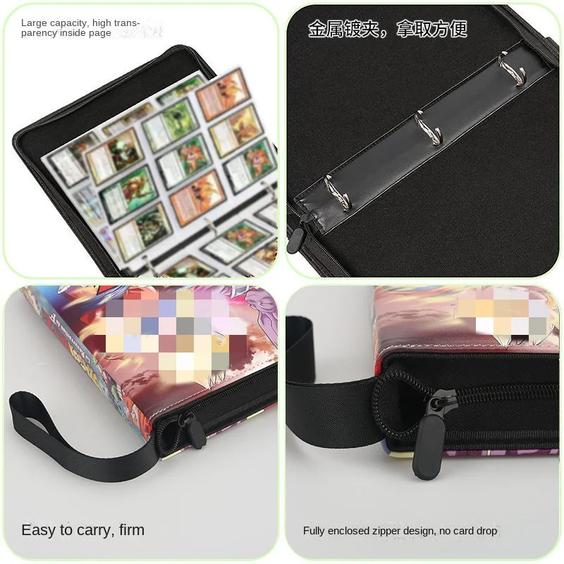 Genshin Impact Card Binder Book Trading Cards Holder Anime Card Album with 50 Inner Pages Zipper Hold Up To 900 Cards Kids Gift