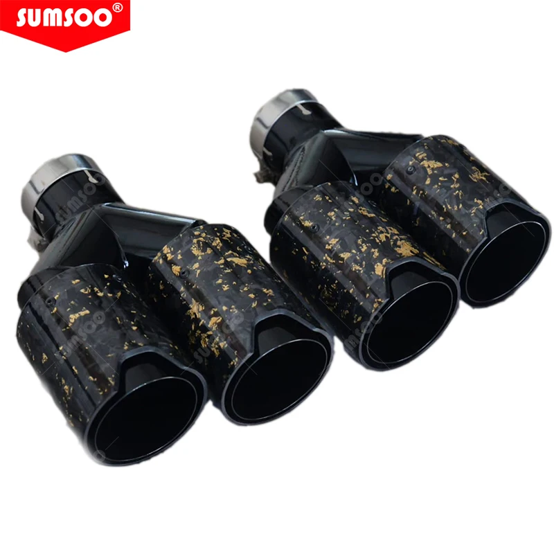 

Sumsoo Muffler Tip BLACK Stainless Universal M performance gold foil Forged Carbon Fiber Exhaust Tips End Pipes for BMW Series